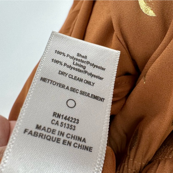 Elizabeth Crosby Kat Smocked Dress in Rust and Gold with half circle pattern - Picture 8 of 9